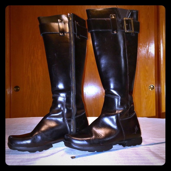 John Fluevog Shoes - Fluevog “Together” Black Leather Riding Boots 10